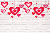 Valentine's Day Red Heart Decoration white brick wall Backdrop M12-13