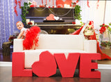 Valentine Red Heart Romantic Piano Decorations with Flower Backdrop M12-18