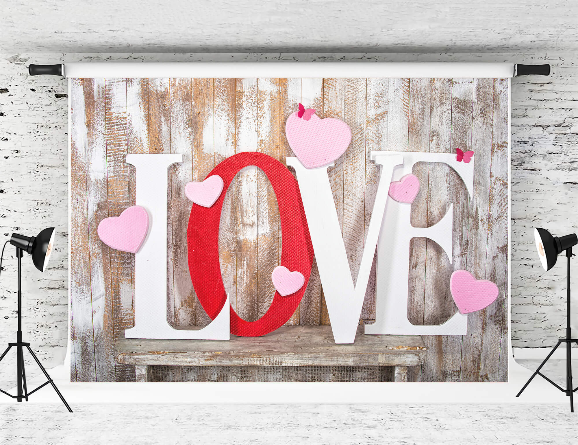 Valentine's Day Wooden Wall Panel Love Letter Decoration Split Heart Backdrop M12-27