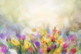 Oil Painting Hazy Colourful Tulips Dream Backdrop M12-38