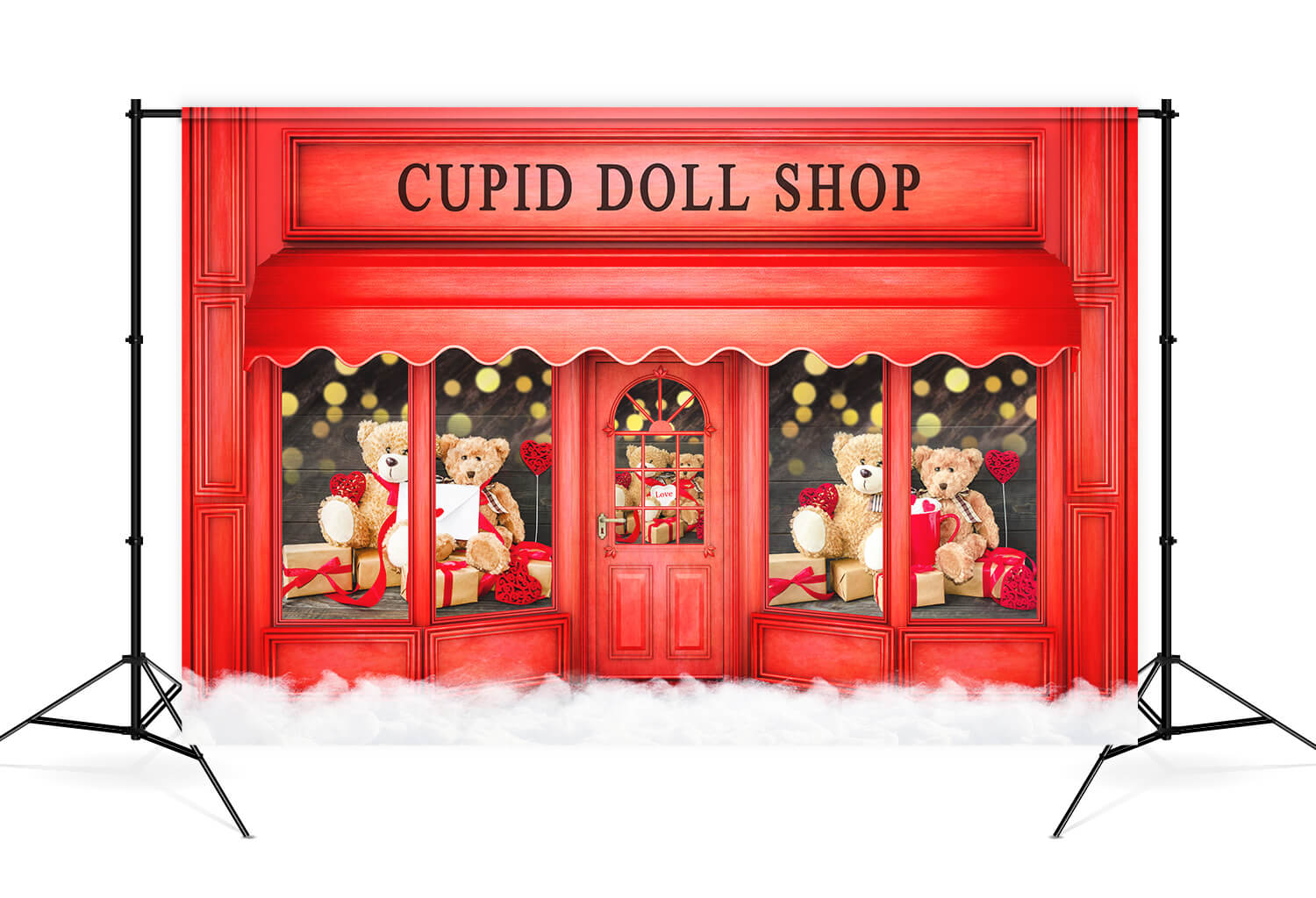 Cupid Doll Shop Rose Teddy Bear Red Shop Valentine's Day Backdrop M12-42