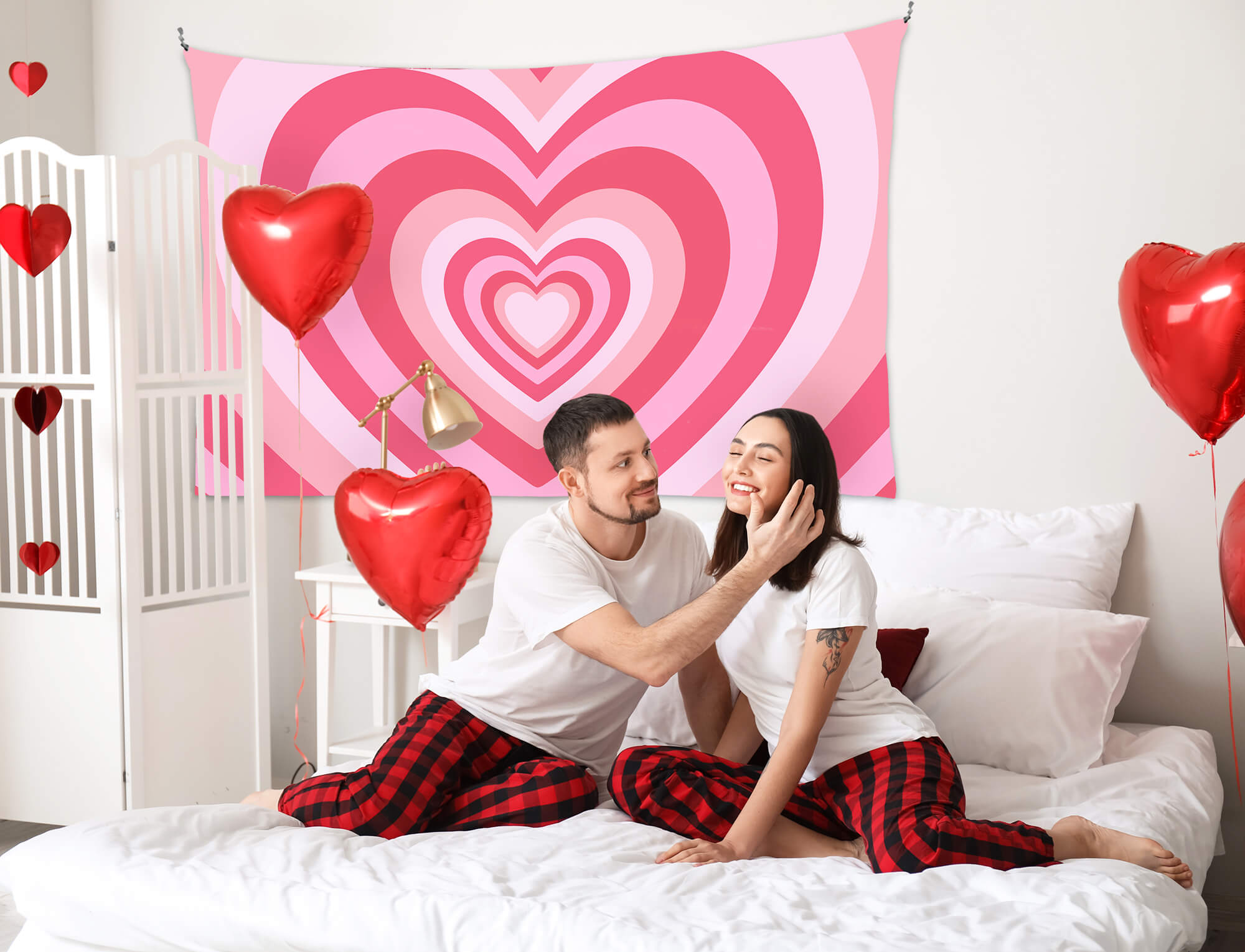 Valentine's Day Psychedelic Ombre Pink Multi Heart Backdrop M12-46