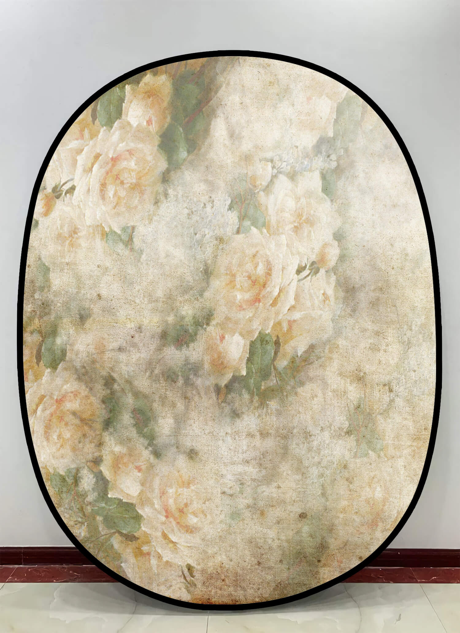 Collapsible Elegant Vintage Pink/Yellowish Rosebud Double-sided Backdrop M12-49