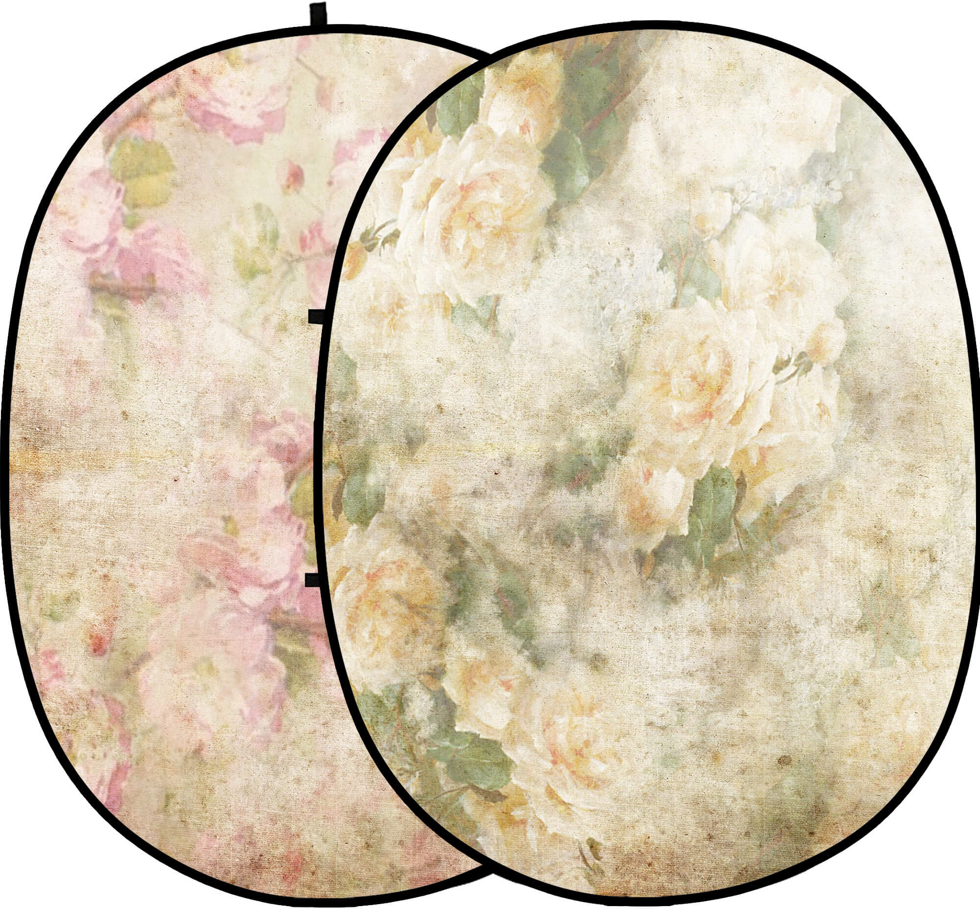 Collapsible Elegant Vintage Pink/Yellowish Rosebud Double-sided Backdrop M12-49