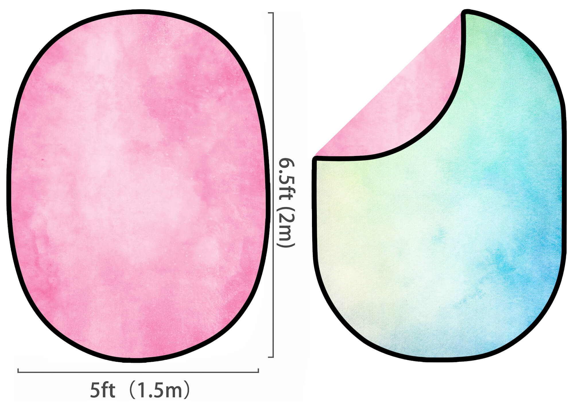 Collapsible Sweet Candy Pink/Lively Blue Green Gradient Double-sided Backdrop 5x6.5ft M12-80