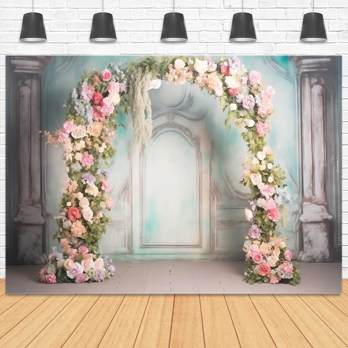 Hand-painted Line Sculpture Wall Roman Column Flower Arch Backdrop M2-13