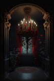 Gothic Door Window Flower Candlestick Backdrop