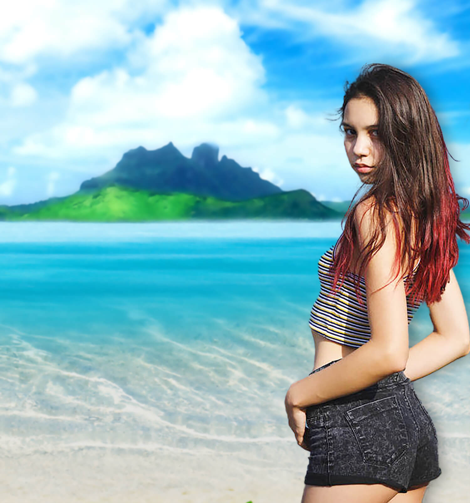 Tropical Seaside Sand Beach Summer Backdrop M5-101