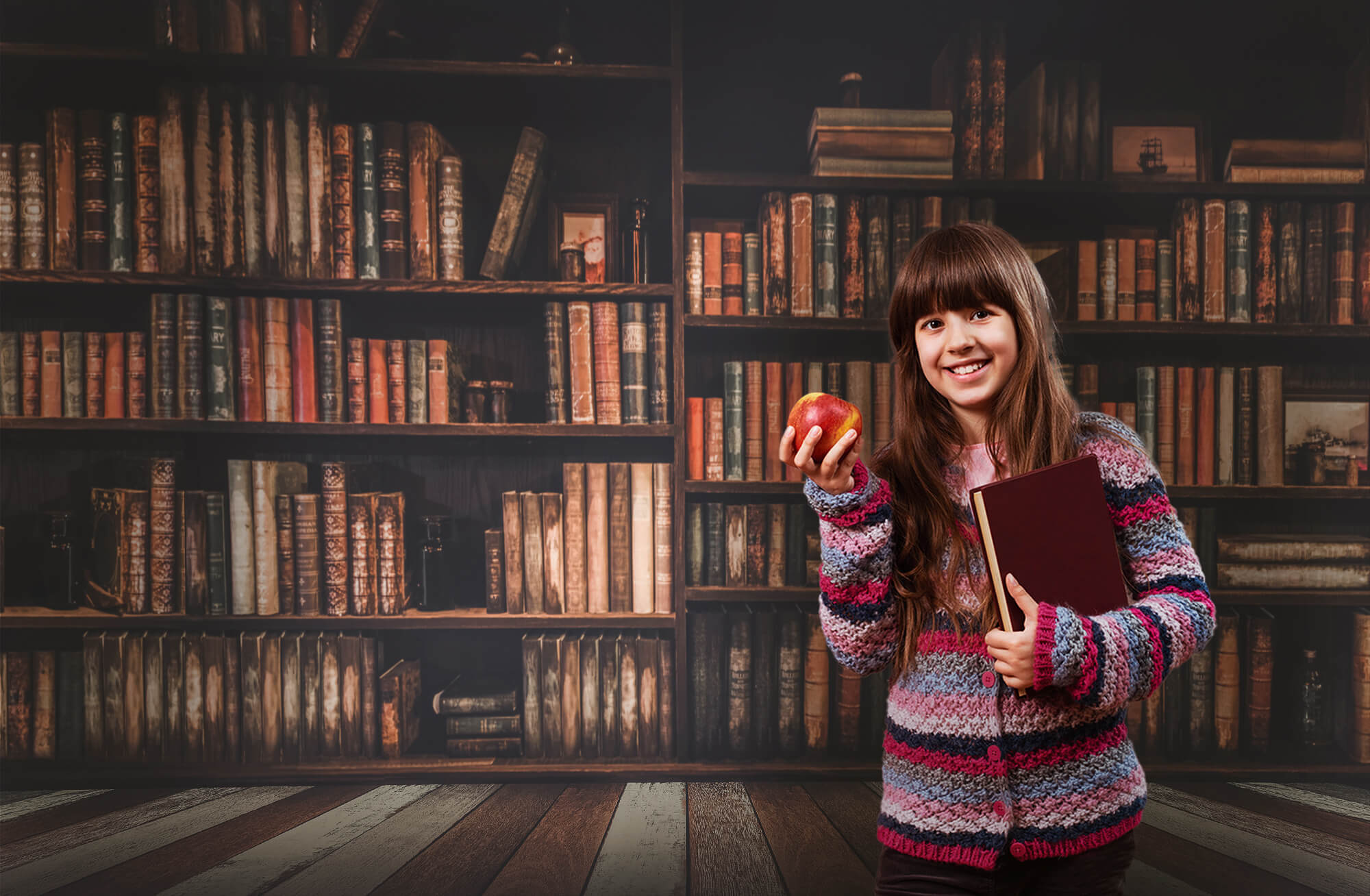 Blurred Bookshelf Back to School Backdrop M5-107