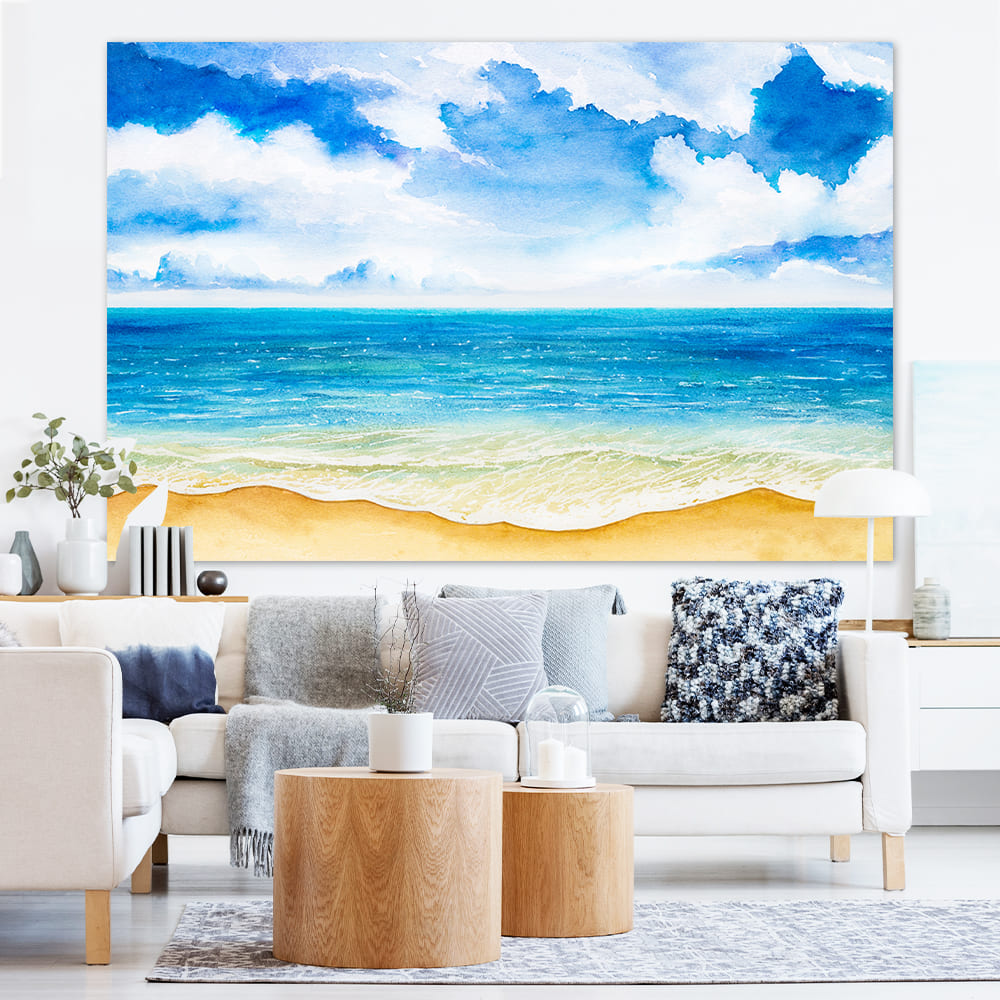 Hand-drawn Watercolor Ocean Waves Backdrop M5-120