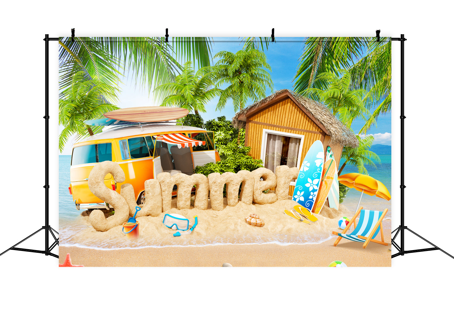 Summer Beach Sand Tropical Island Backdrop M5-124