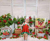 Summer Strawberry Cake Smash Wood Backdrop M5-139