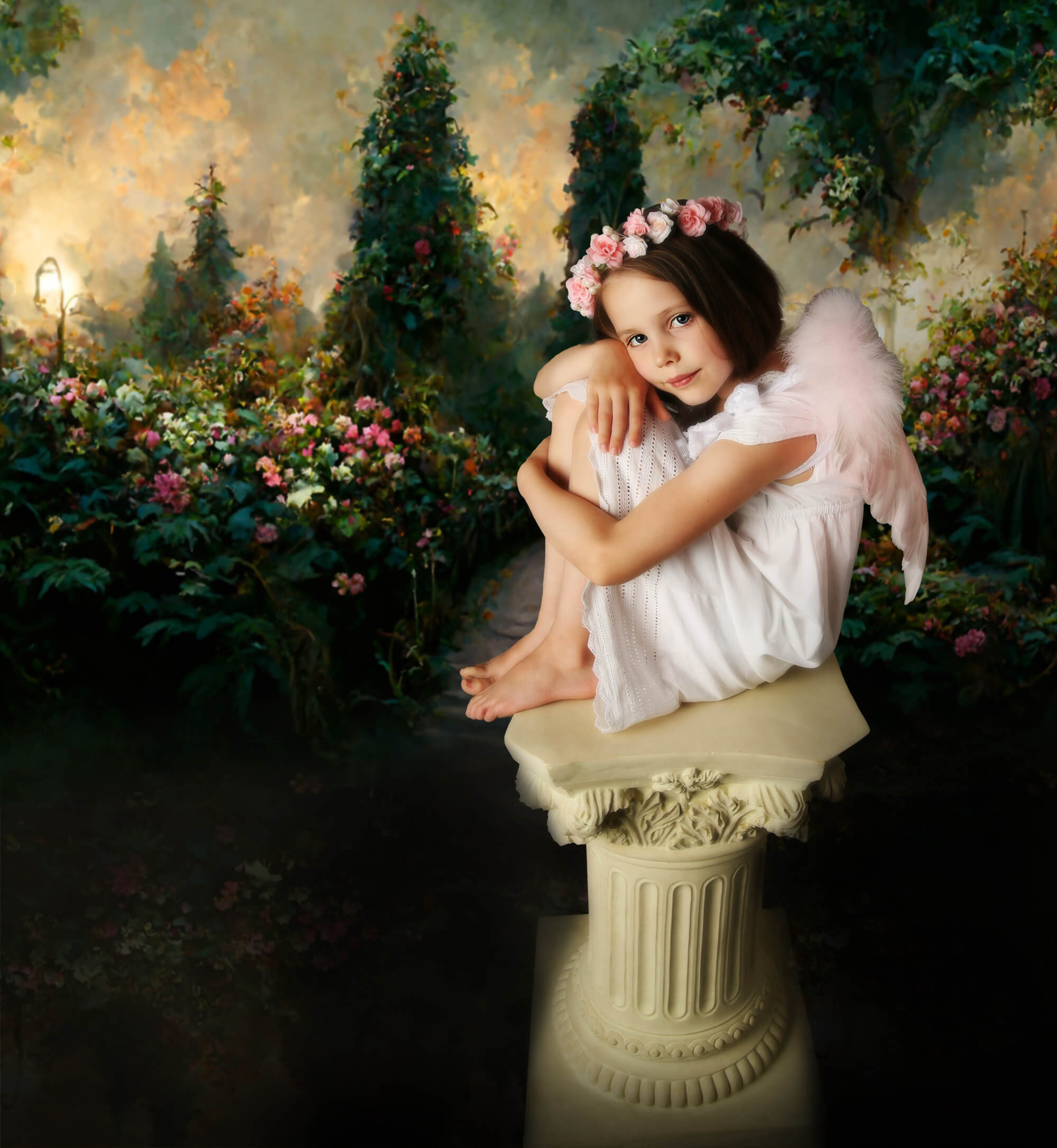 Fairy Garden Oil Painting Flower Backdrop M5-157