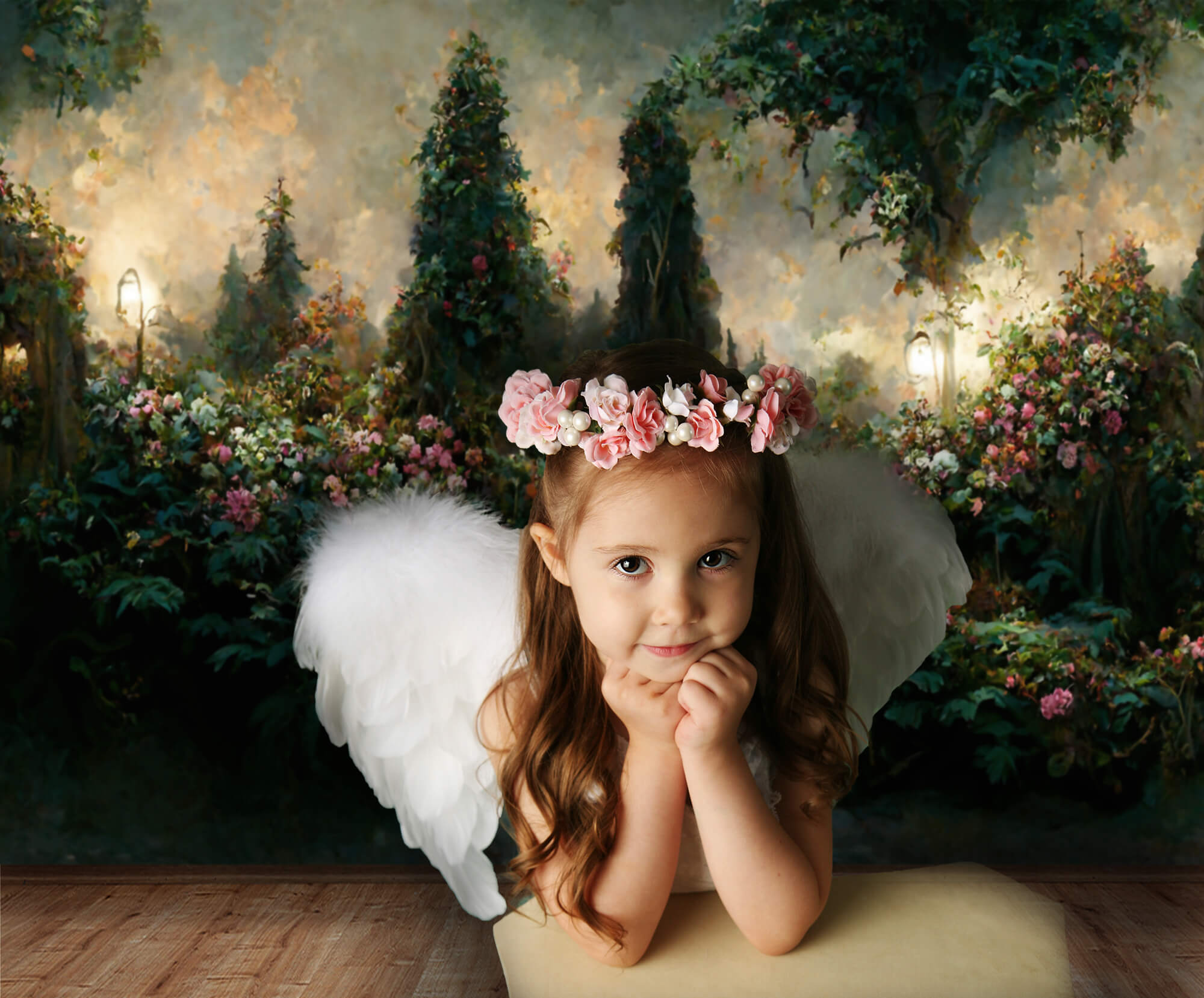 Fairy Garden Oil Painting Flower Backdrop M5-157