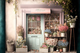 Pink Flower Shop Window Door Backdrop