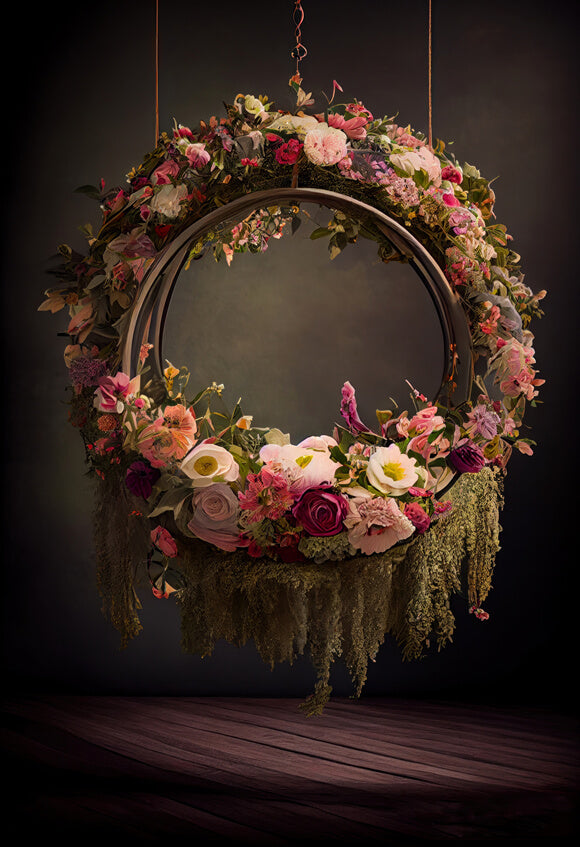 Abstract Hanging Flower Wreath Backdrop M5-58