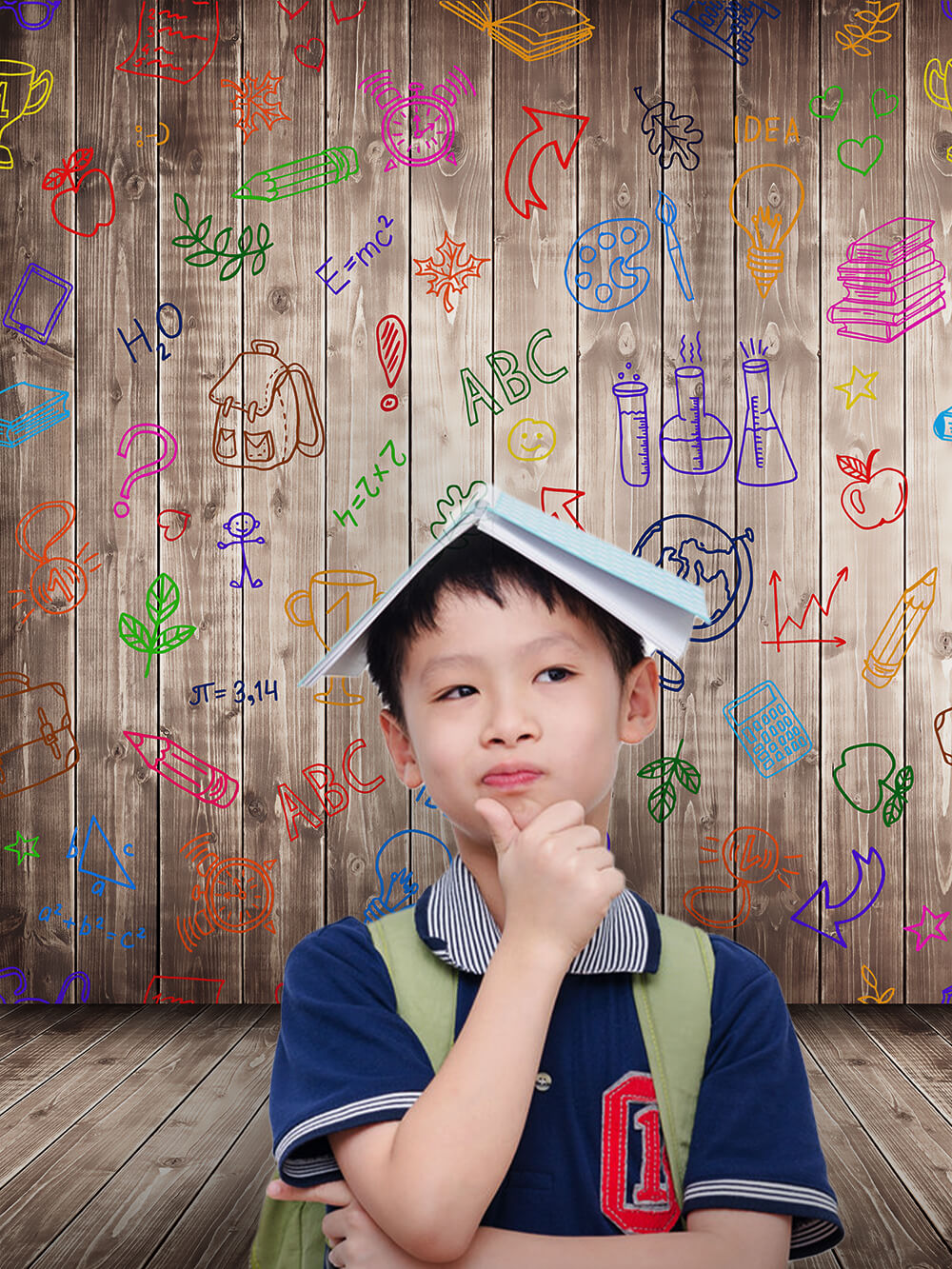 Back to School Crayon Doodle Wood Backdrop M5-86