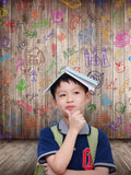 Back to School Crayon Doodle Wood Backdrop M5-86