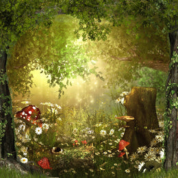 Fairy Tale Wonderland Forest Mushrooms Backdrop M6-126 – Dbackdrop