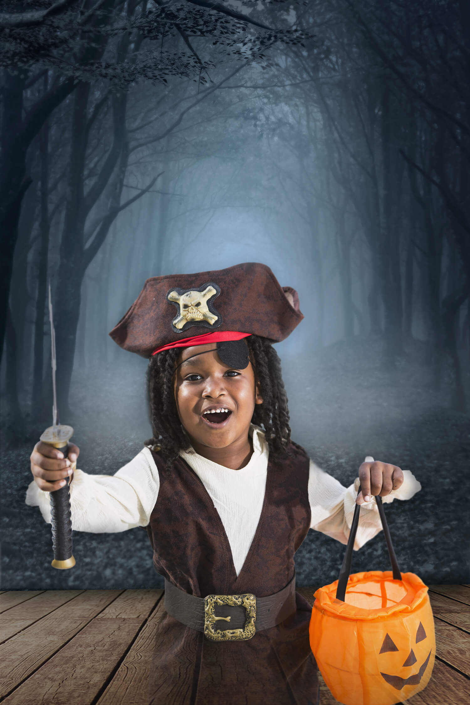 Misty Forest Halloween Photography Backdrop M6-127