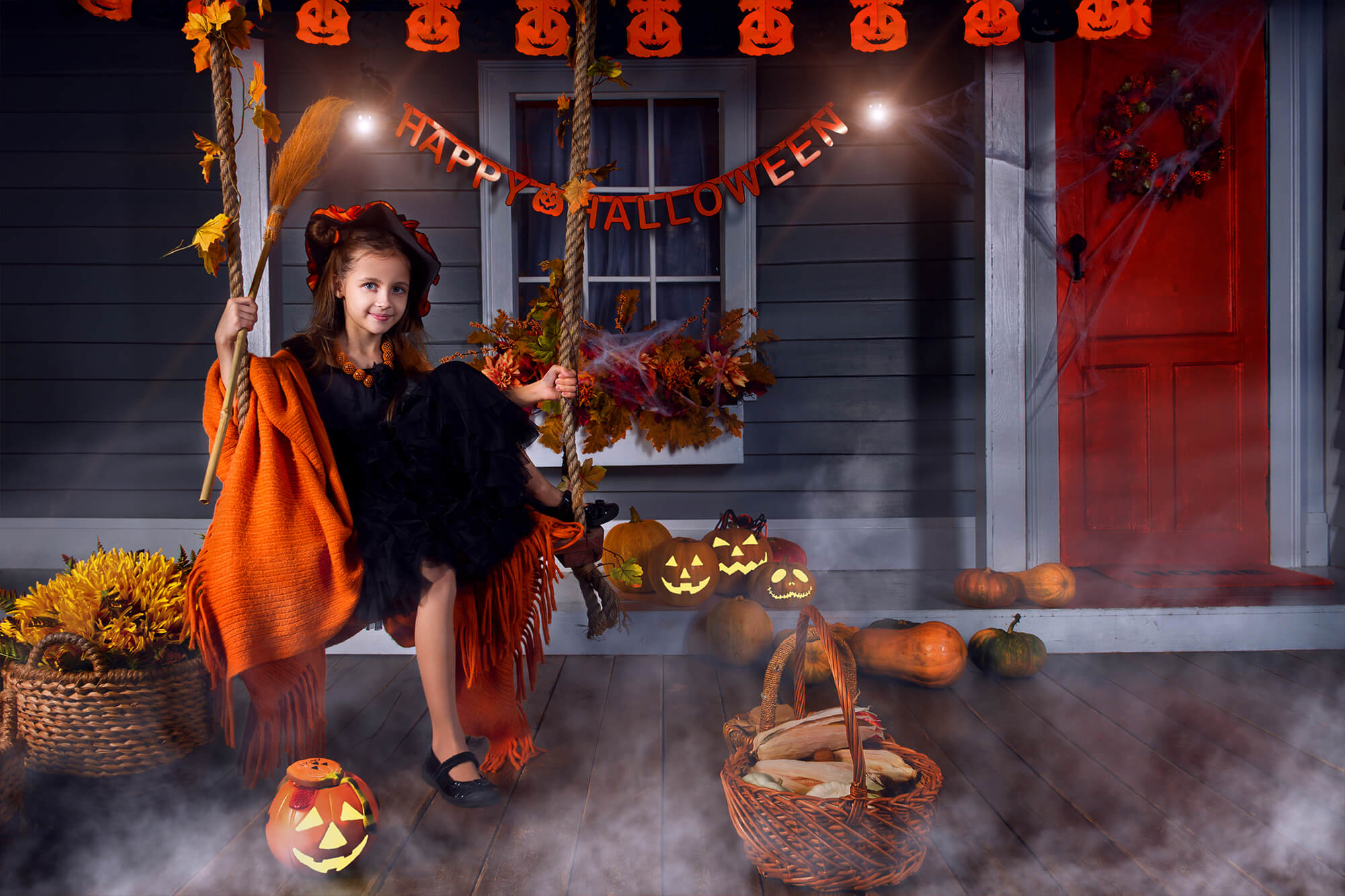 Pumpkin Halloween Party Decoration Backdrop M6-128