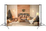 Christmas Tree Fireplace Room Interior Backdrop M6-140