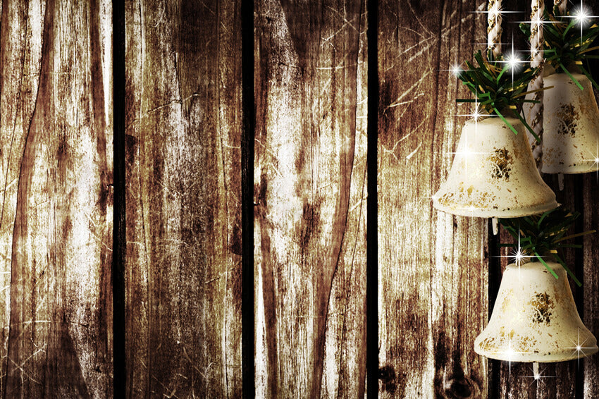 Christmas Bells Vintage Wood Photography Backdrop