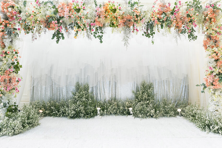 10x10ft Floral Wedding Stage Backdrop Ceremony Decoration M6-28 (only 1)