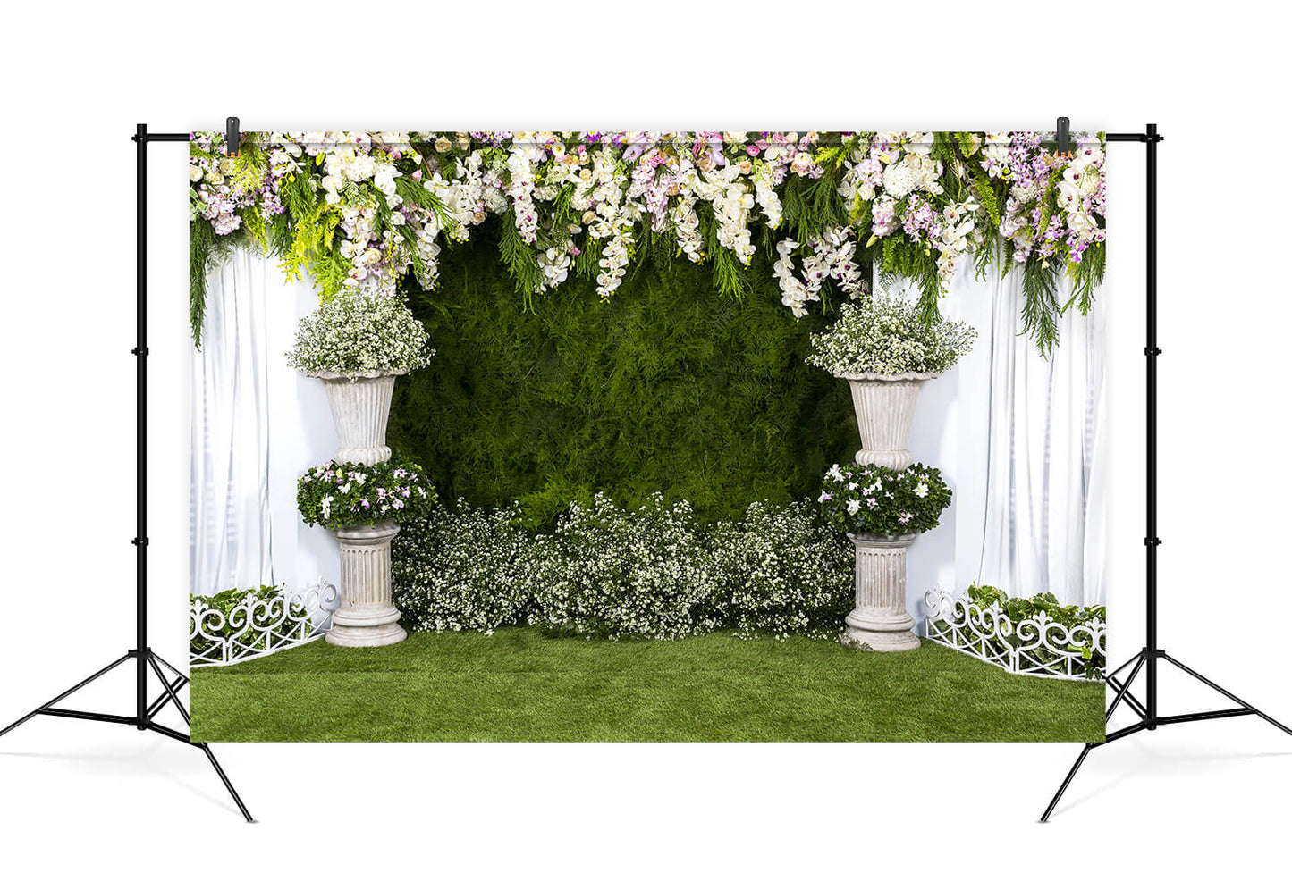 Green Grassfield Flowers Wedding Arch Backdrop M6-35 – Dbackdrop