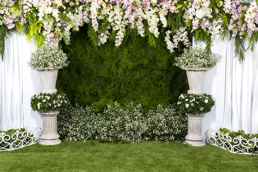 20x10ft Green Grassfield Flowers Wedding Arch Backdrop M6-35 (only 1)