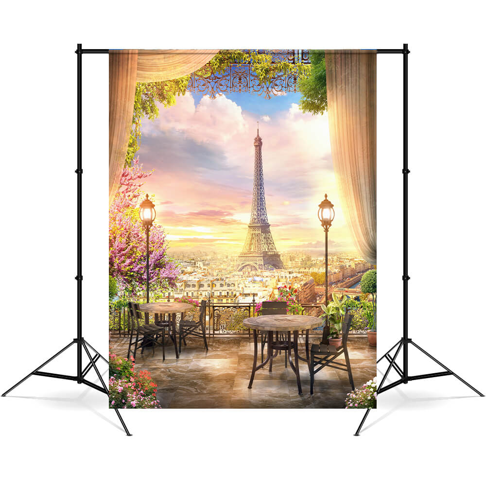 Eiffel Tower Sunset City Landscape Backdrop M6-45 – Dbackdrop