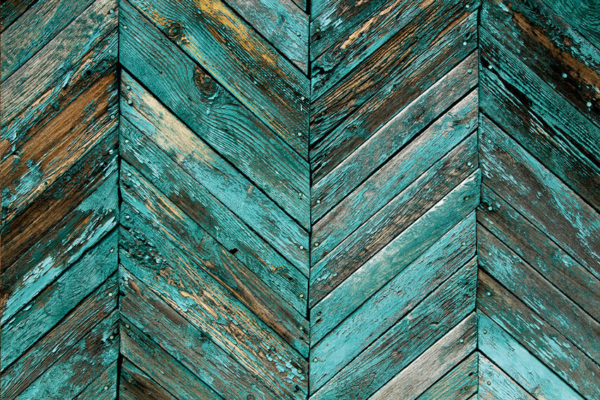 Old Green Skew Wood Floor Photo Booth Backdrop M6-75