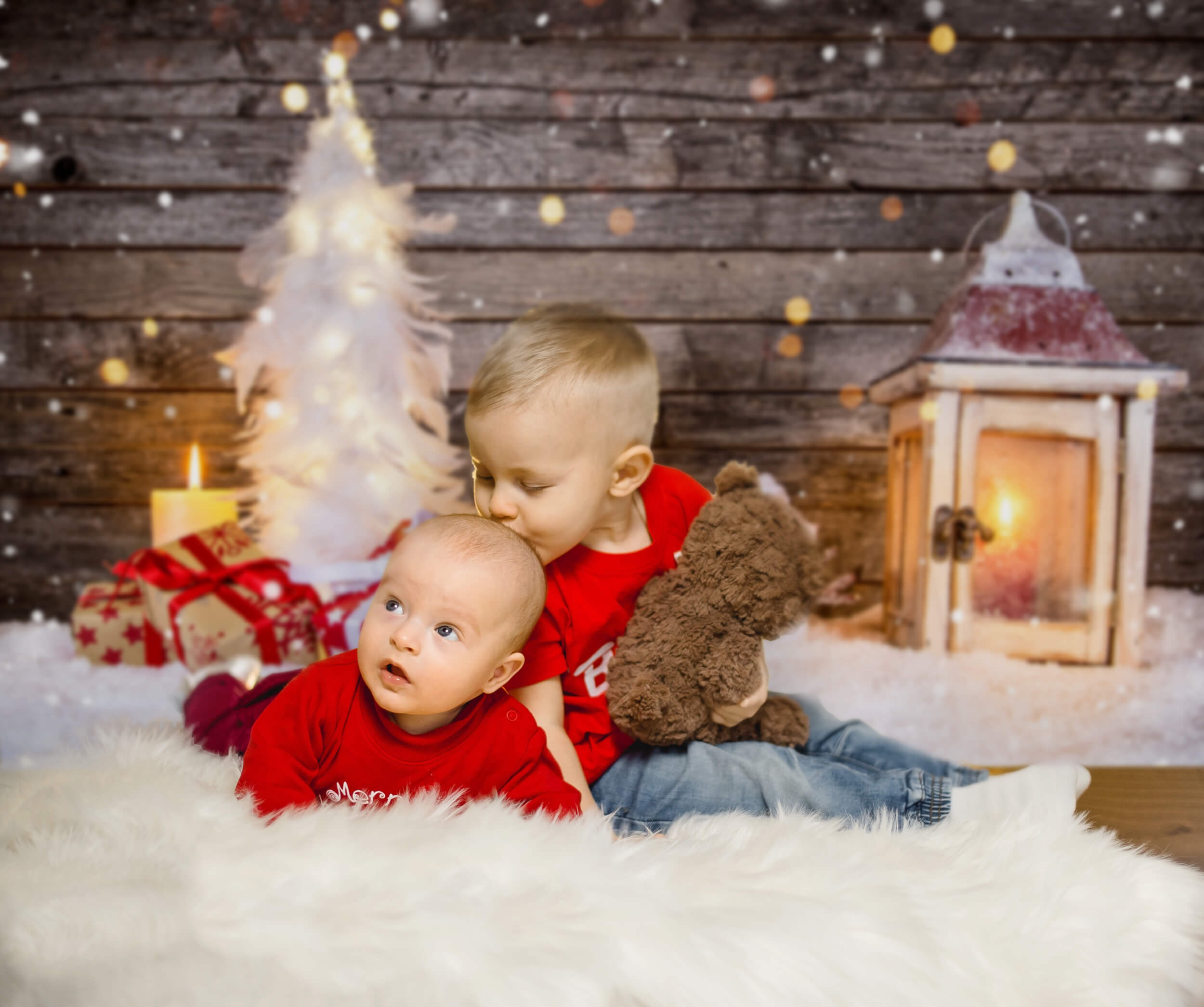 Snowy Wood Snowman Christmas Backdrop M6-82