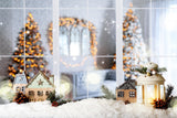 Christmas Lantern Window Decoration Backdrop