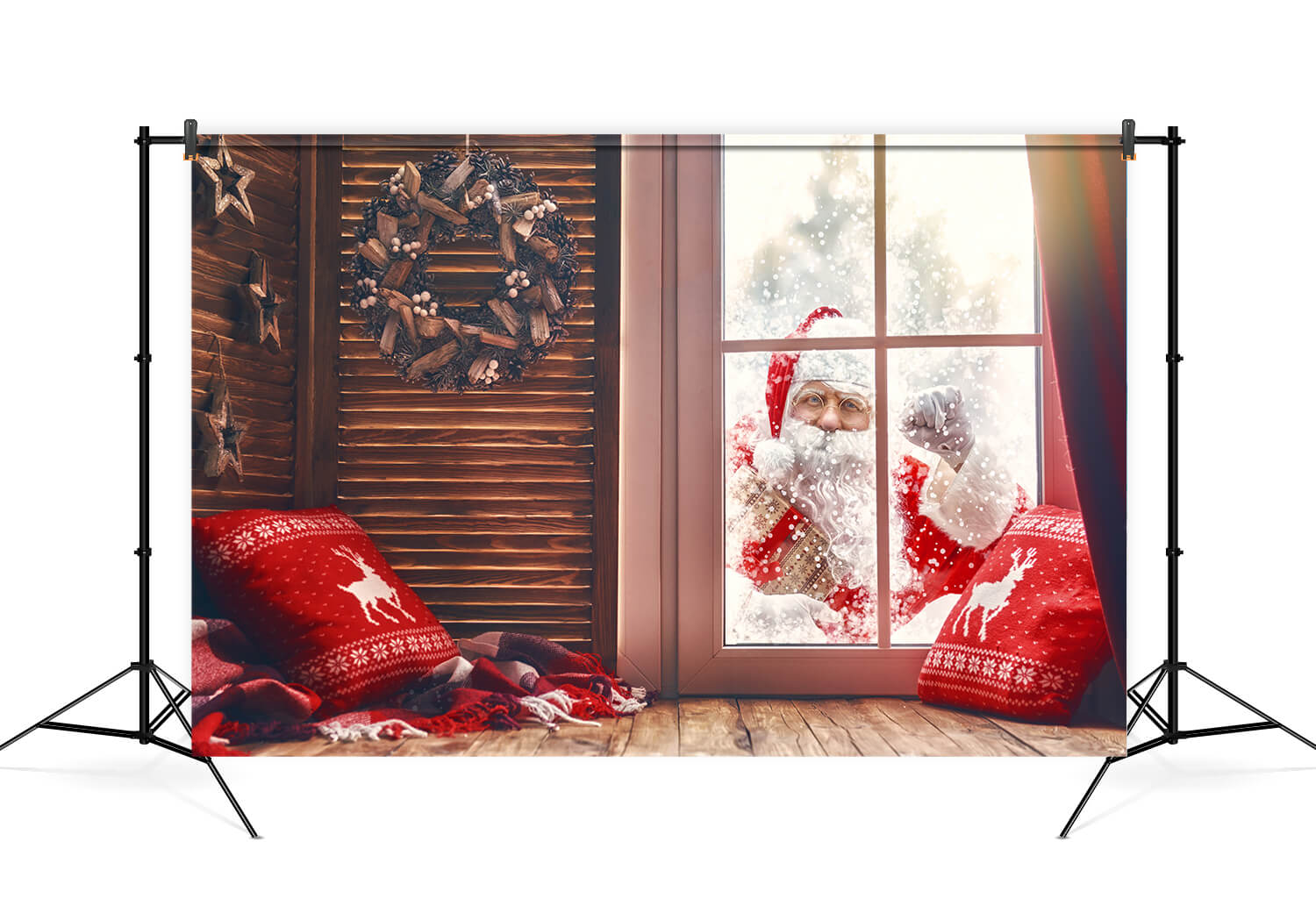 Santa Claus Outside Window Christmas Backdrop M7-07