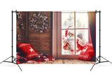 Santa Claus Outside Window Christmas Backdrop M7-07