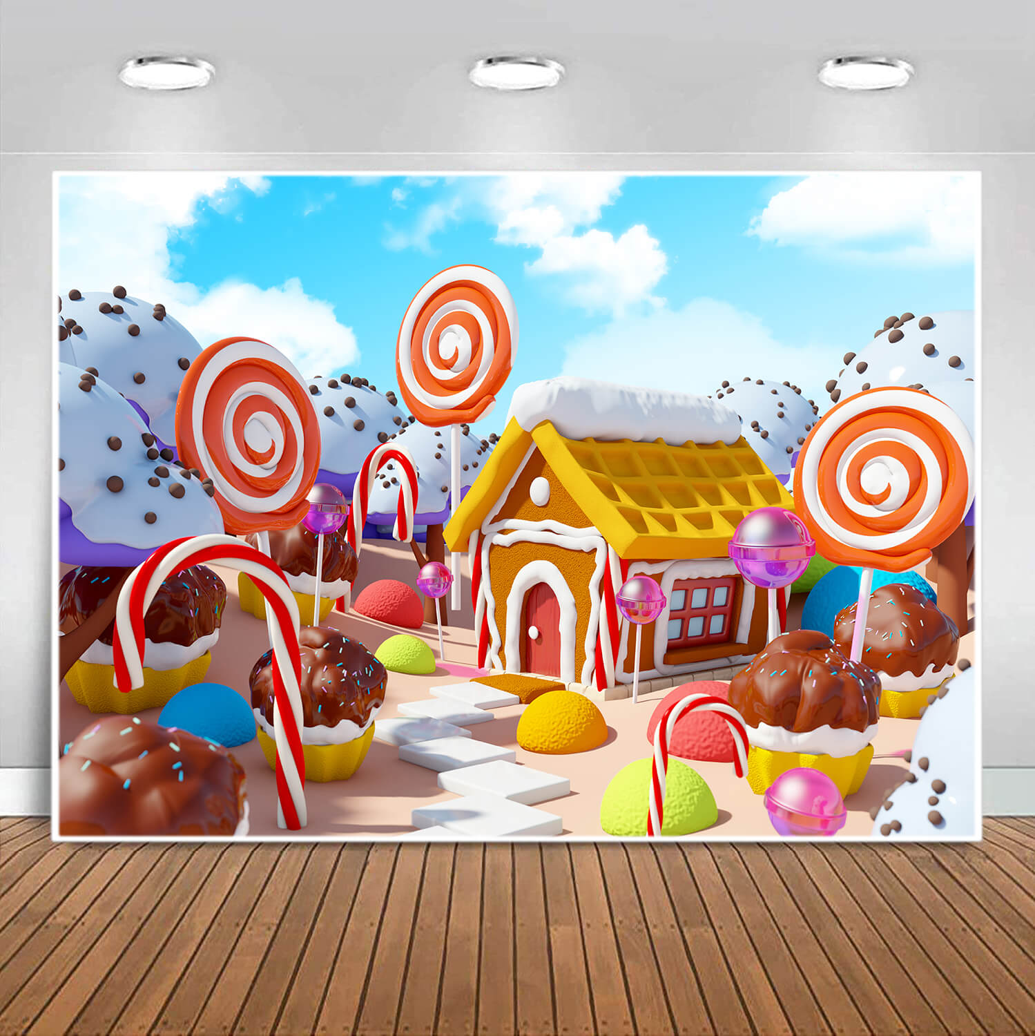 Candy Land Gingerbread House Xmas Backdrop M7-10