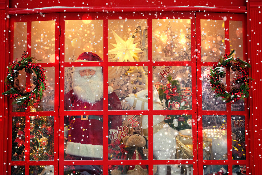 Christmas Santa Claus Shop Window Backdrop