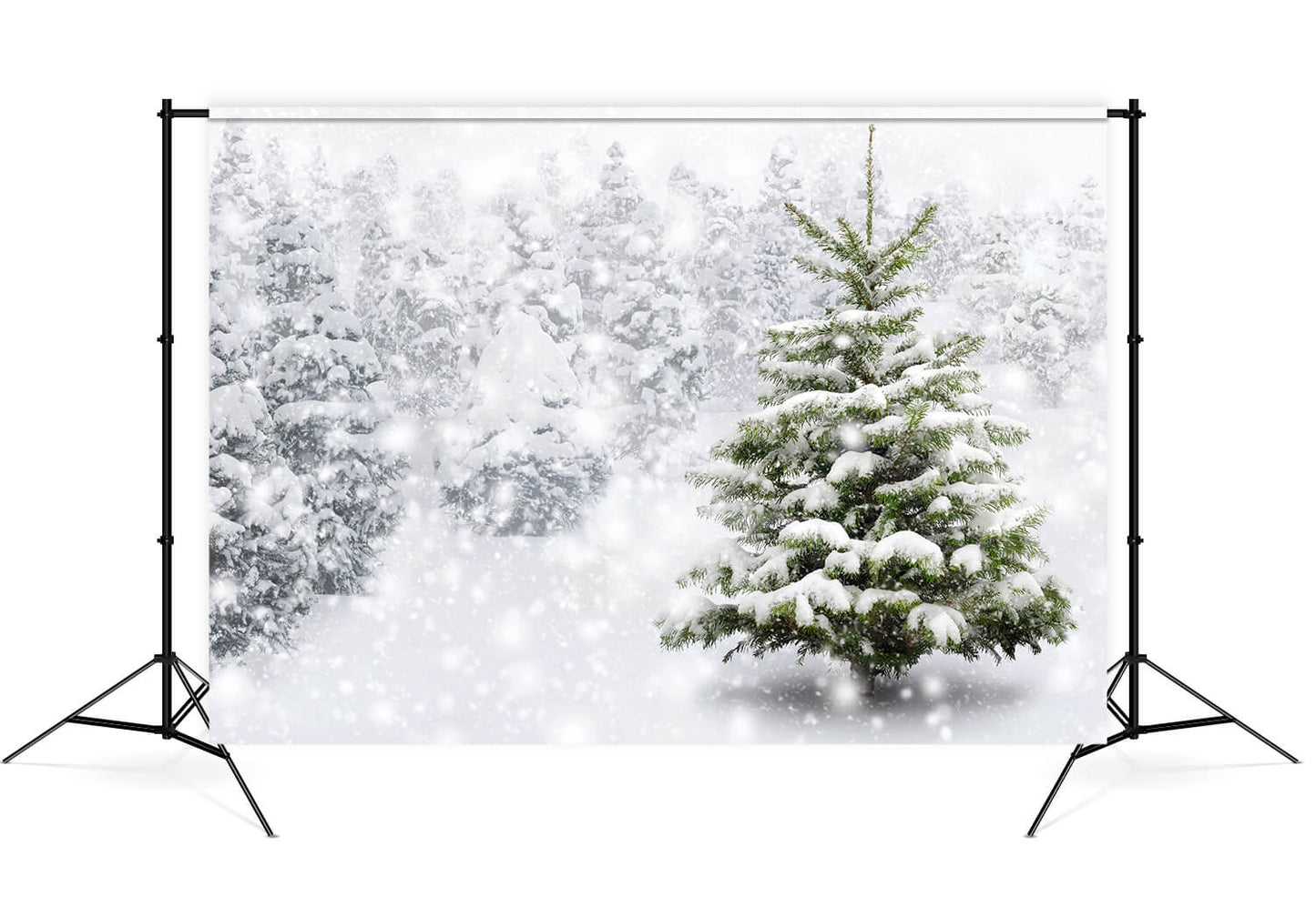 Winter Falling Snowflake Pine Forest Backdrop M7-26