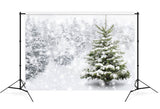 Winter Falling Snowflake Pine Forest Backdrop M7-26