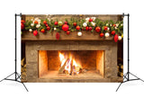 Christmas Fireplace Festival Decorations Backdrop M7-40