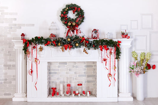 Christmas Lights Fireplace Xmas Tree Room Decor Background LV-978 –  Dbackdrop