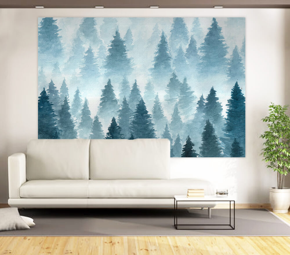 Watercolor Winter Forest Landscape Backdrop M7-42