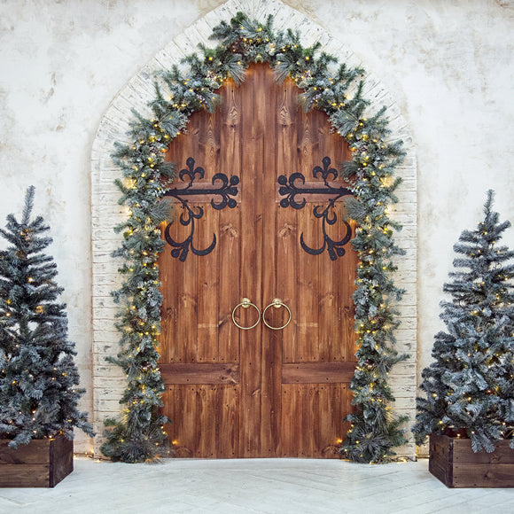 Christmas Tree Wood Door Wall Backdrop M7-46