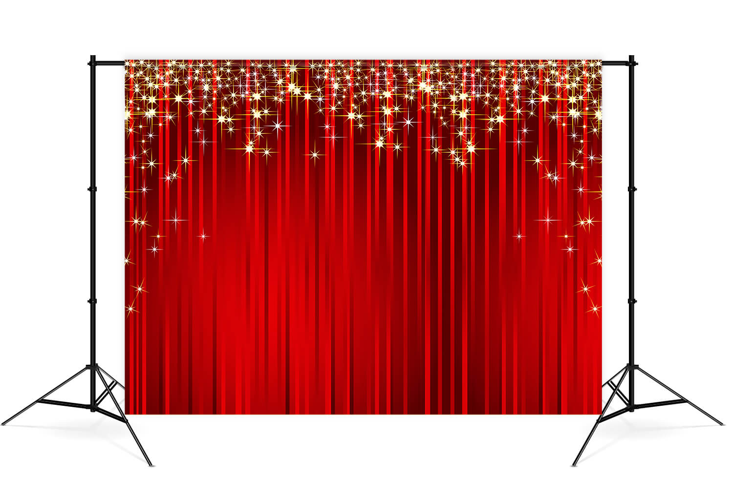 Glitter Gold Stars Red Stripes Christmas Backdrop M7-47