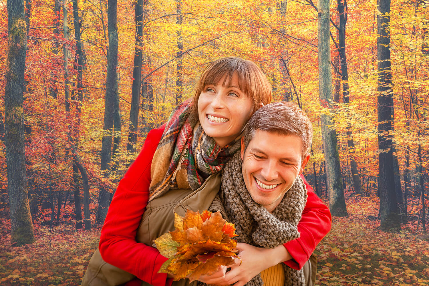 Autumn Forest Maple Leaves Scenery Backdrop M7-86