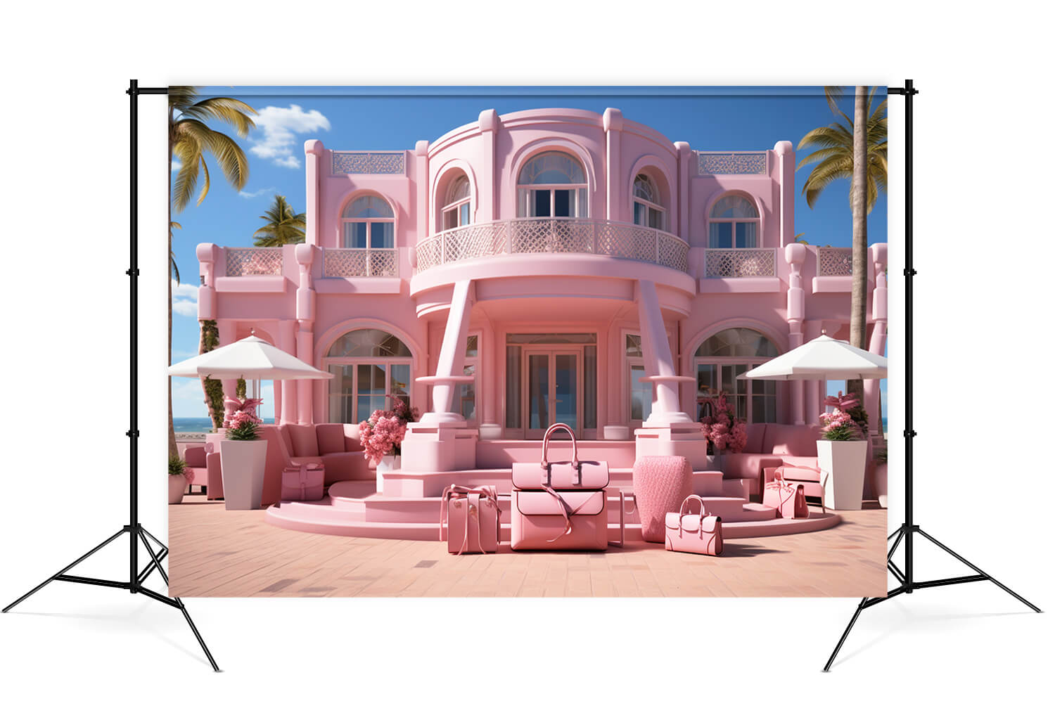 Fashion Doll Pink Fantasy House Backdrop M7-90