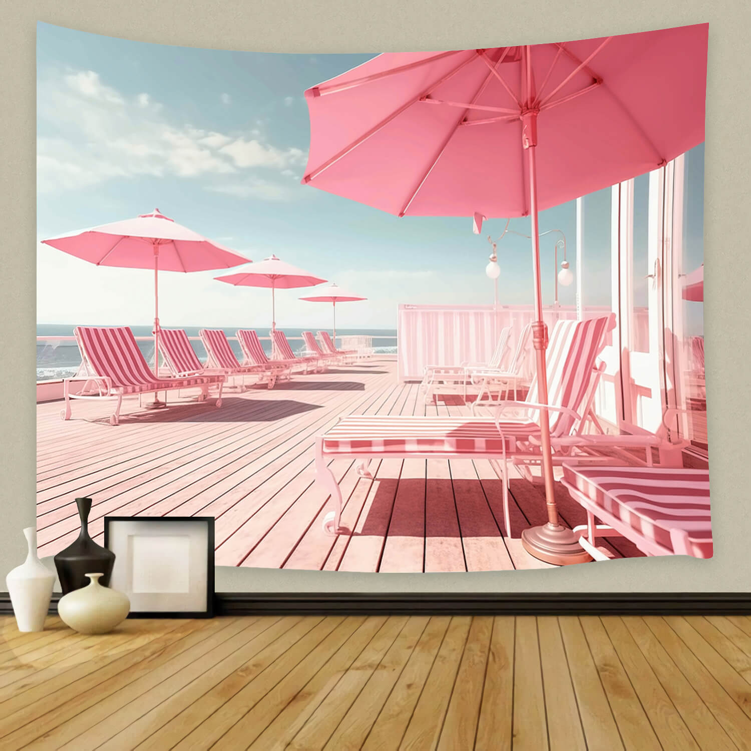 Pink Beach Umbrella Fashion Doll Backdrop M7-97