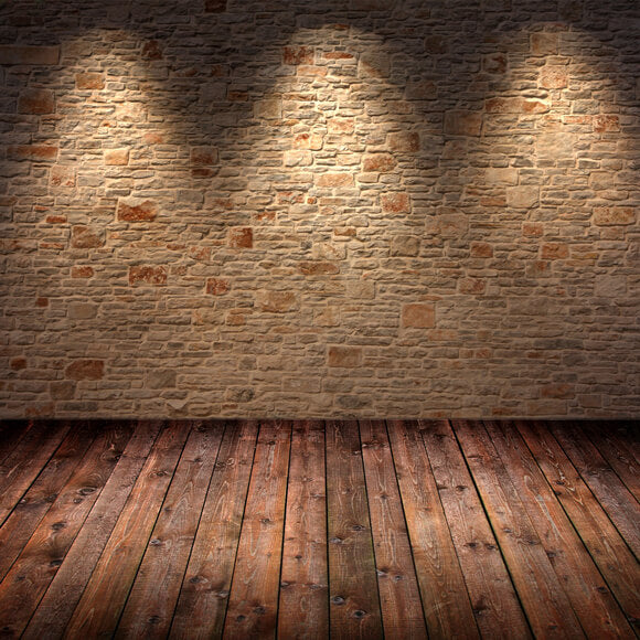 Retro Brick Wall Lights Wood Floor Backdrop M8 07 Dbackdrop