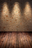 Retro Brick Wall Lights Wood Floor Backdrop